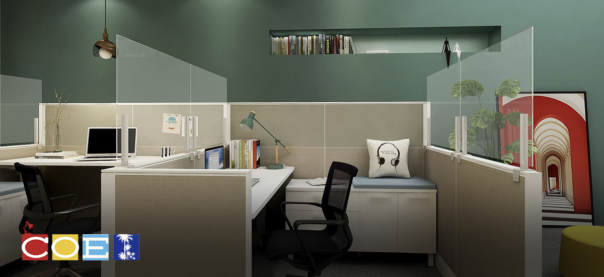 Visual privacy set up in a workstation.
